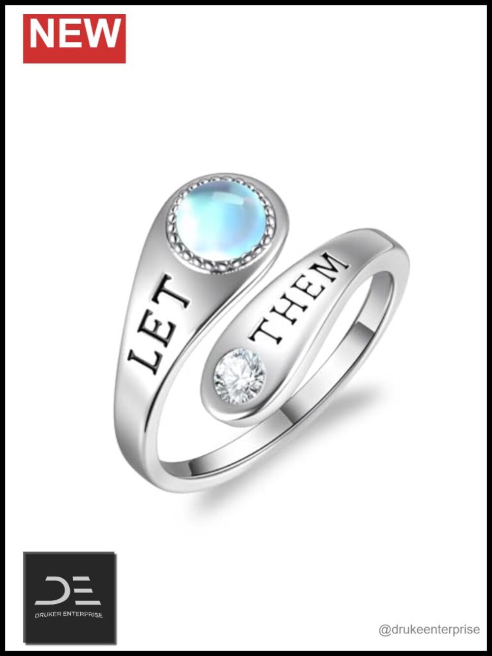 Let Them 925 Sterling Silver Adjustable Rings Inspirational Jewelry